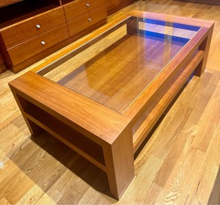 Mesa centro madera y cristal