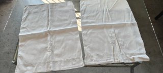 Coppia federe misto lino con sigle e bottoni