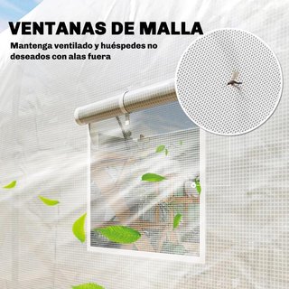 Invernadero Túnel 3,5x2x2m 6 Ventanas Anti-UV