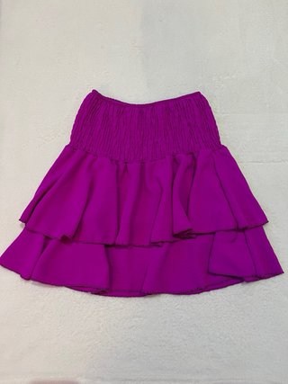 Mini Falda corta fruncida a capas buganvilla S 36