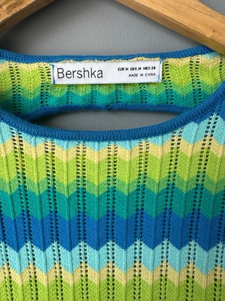 Vestido Bershka rayas azul y verde