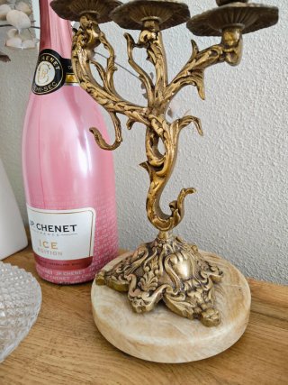 Candelabros de latón y mármol