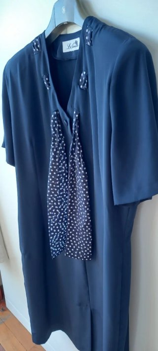 Vestito La Femme blu con fiocco pois