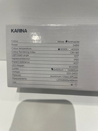 Aplique Exterior KARINA Gris IP65 2x8W