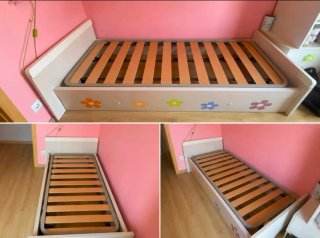 Cama infantil con diseño de flores