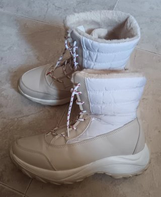 Botas de nieve mujer blancas y beige