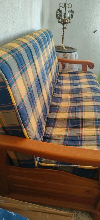 Sofá Cama Madera 3 Plazas + somier