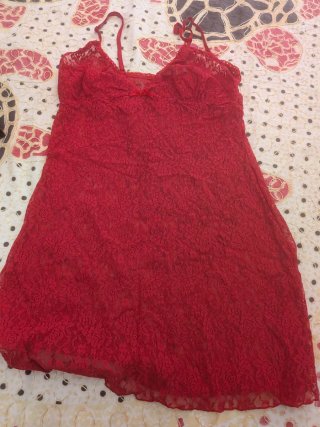 Camisón de encaje rojo talla única
