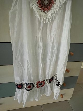 Copricostume donna uncinetto bianco e multicolor