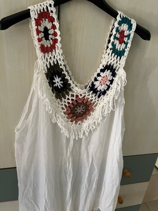 Copricostume donna uncinetto bianco e multicolor