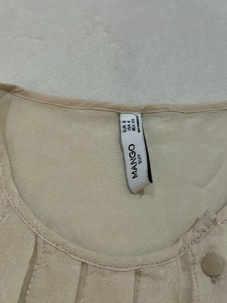 Blusa Camisa beige Mango sin mangas estampada S