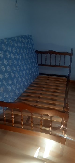 Cama individual 90cm madera + Colchón nuevo