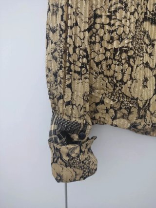 Camicia plissé dorata floreale