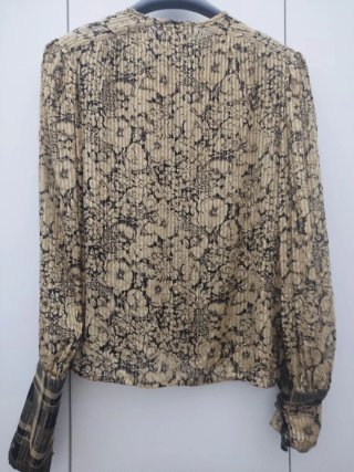 Camicia plissé dorata floreale