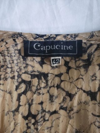 Camicia plissé dorata floreale