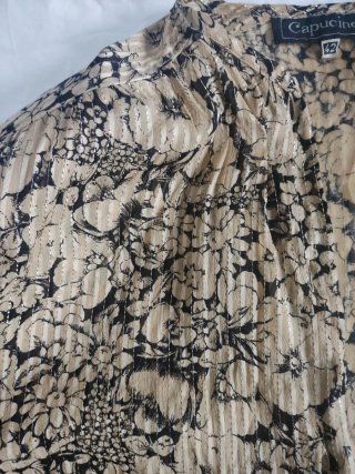 Camicia plissé dorata floreale