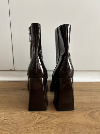 Botines de tacón burdeos/granate de charol