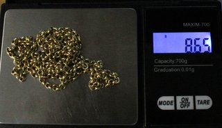 Cadena de oro de 18k. Peso: 8.65 gr.
