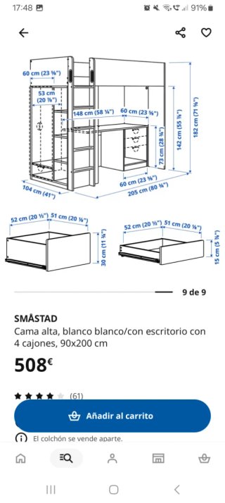 Litera IKEA SMÅSTAD con armario y escritorio