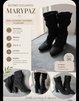 Botines Marypaz Elegantes Talla 36 Negros