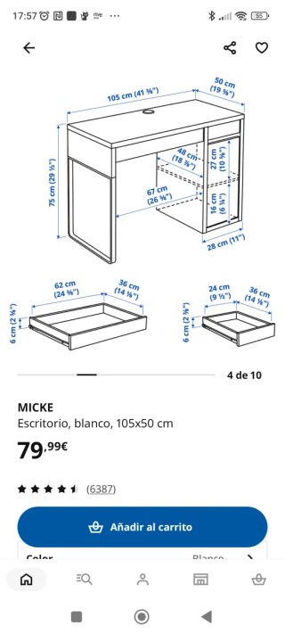 Escritorio Ikea Mickey Blanco Cajones Puerta