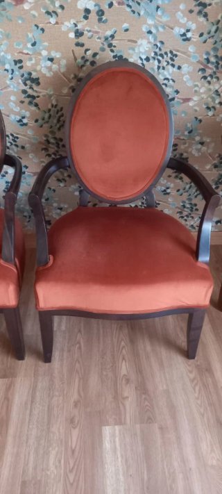 Juego de 4 Sillas Terciopelo Naranja Madera