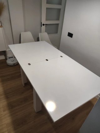 Mesa Comedor Abatible Blanca con 4 Sillas