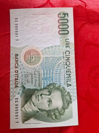 6 Banconote 5000 Lire Bellini FDS