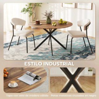 Mesa redonda madera y metal