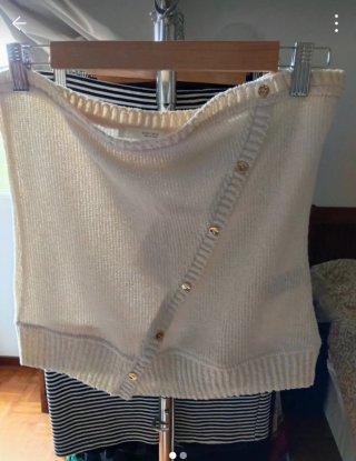 Top crochet beige/blanco talla única