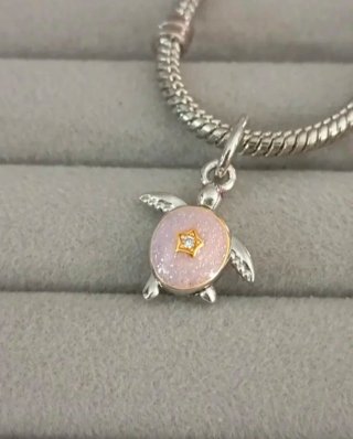 Colgante Tortuga Rosa y Plata