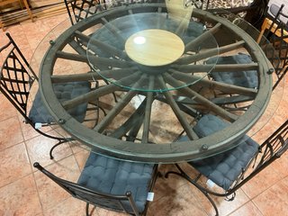 Mesa Rueda Carro Rústica Cristal