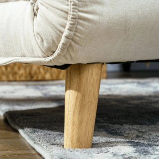 Sofá Cama Beige Tela y Madera