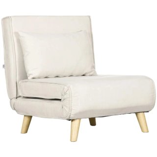 Sofá Cama Beige Tela y Madera