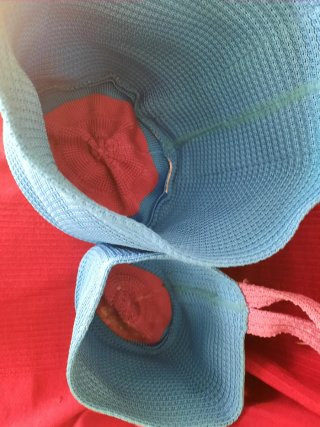 Cestas de tela Ikea azules y moradas