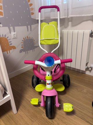 Triciclo Smoby Rosa Paseo y Aprendizaje, 1-3 años