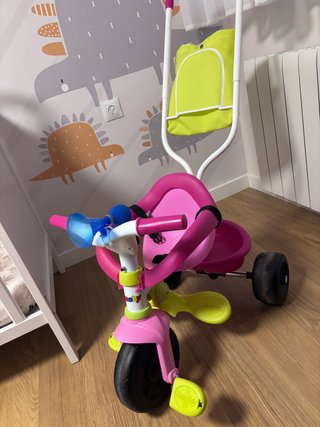 Triciclo Smoby Rosa Paseo y Aprendizaje, 1-3 años