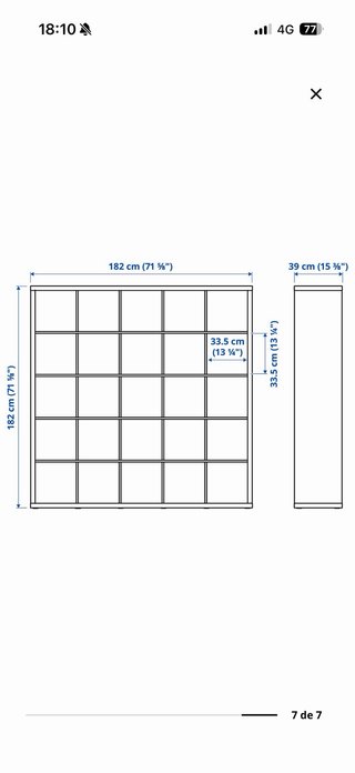 Estantería Kallax IKEA Negra 182 de largo y alto