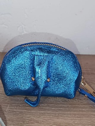 Monedero Elefante Azul y Dorado