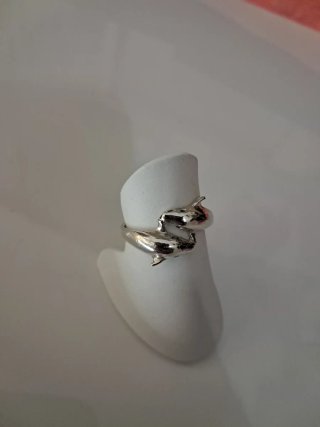 Anillo Plata Diseño Delfines Ajustable