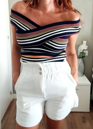 Top rayas hombros descubiertos zara talla S