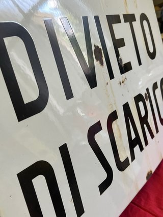 Cartello Vintage Smaltato Divieto di Scarico 60x40
