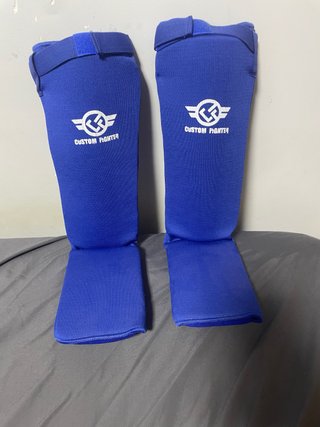 Espinilleras Muay Thai Custom Fighter Azul