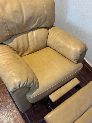 Poltrona relax singola in pelle beige