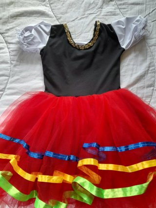 Vestido Ballet Tutú Rojo Multicolor 8-10 años