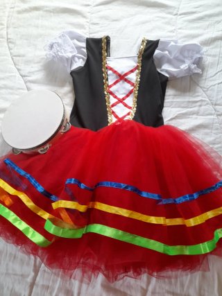 Vestido Ballet Tutú Rojo Multicolor 8-10 años