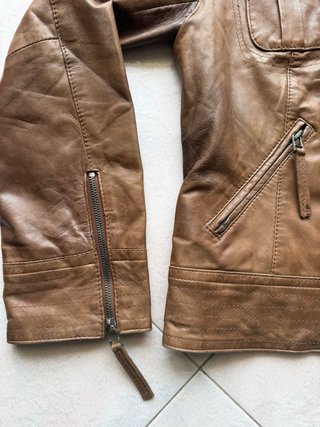 Giacca in vera pelle donna marrone