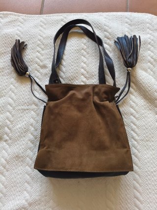 Bolso Loewe Piel Ante Marrón y Negro