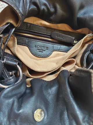 Bolso Loewe Piel Ante Marrón y Negro