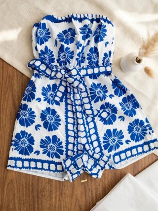 Mono corto nuevo, azul y blanco, Talla S